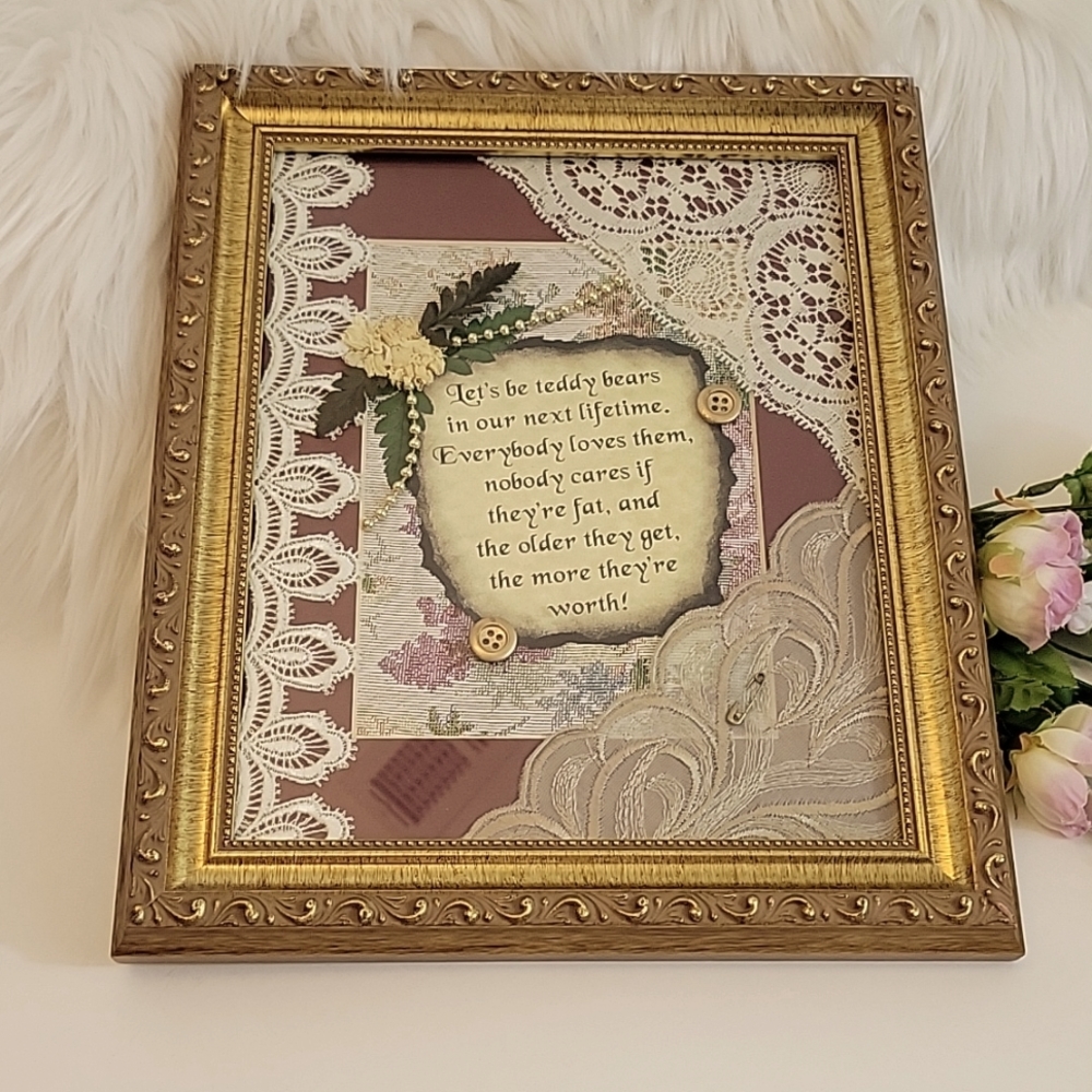 Gilded gold framed multi media artwork EUC